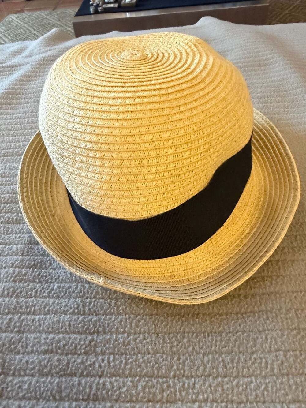 Style 212 Straw Fedora Hat Natural/Black One Size